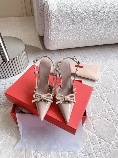 Rockstud High-heels Slingback 10cm Rose Cannelle