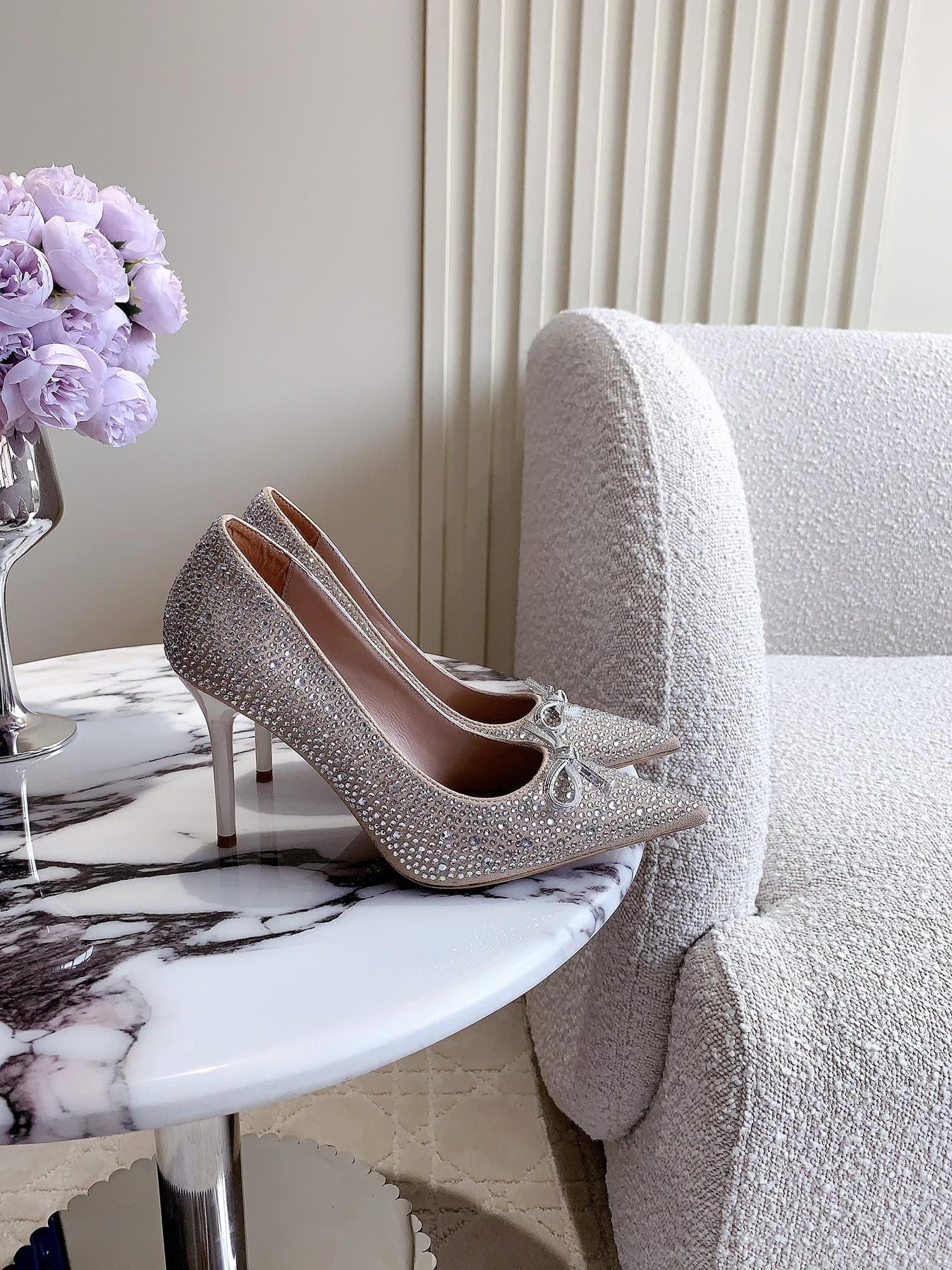 High-heels Pump Crystals 10cm Rose Cannelle With Crystals