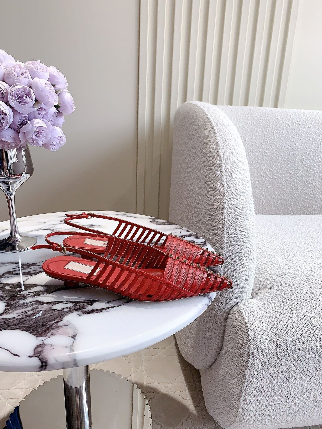 Mesh Slingback Ballerina Red