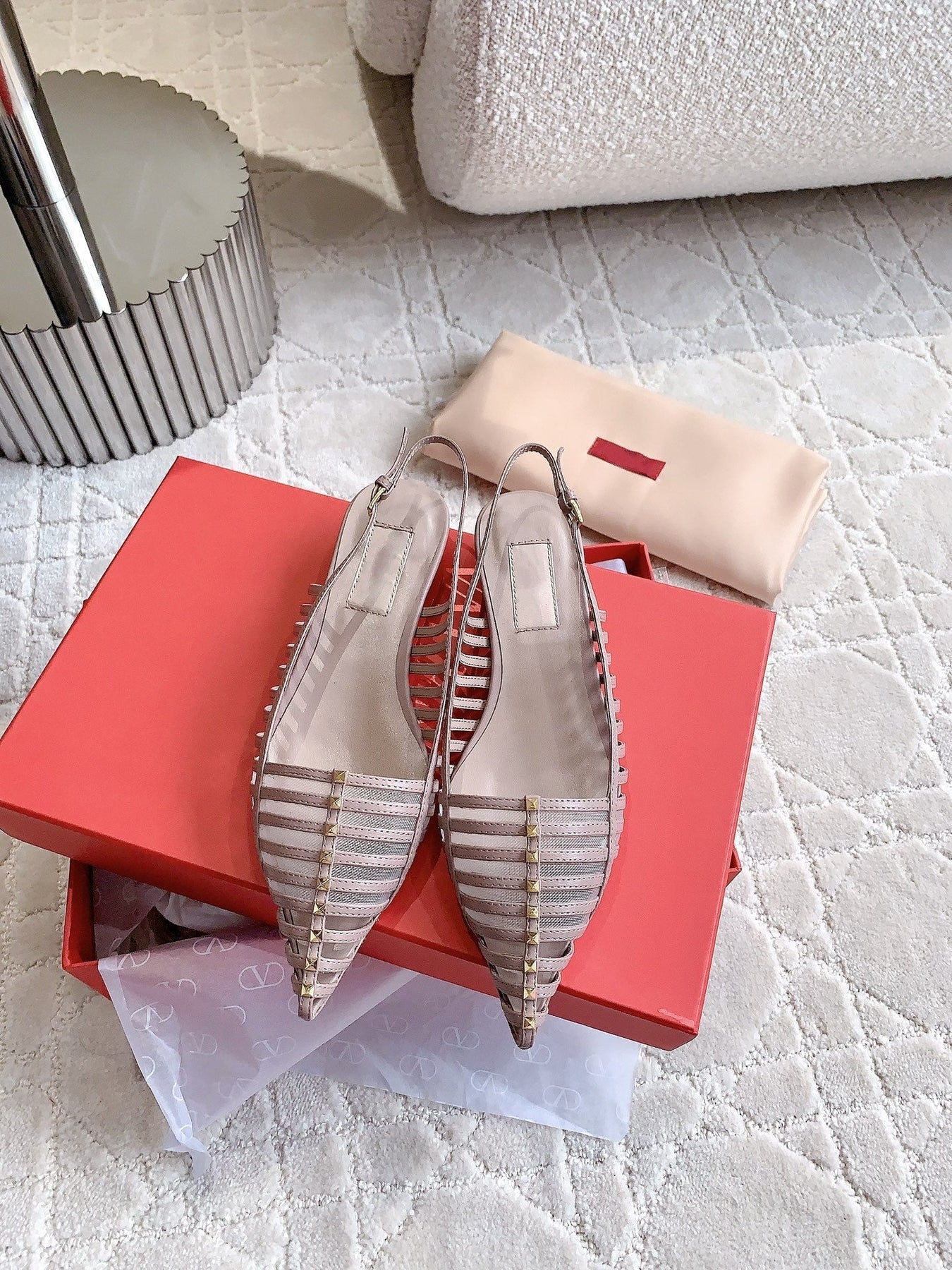 Mesh Slingback Ballerina Rose Cannelle