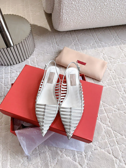 Mesh Slingback Ballerina White