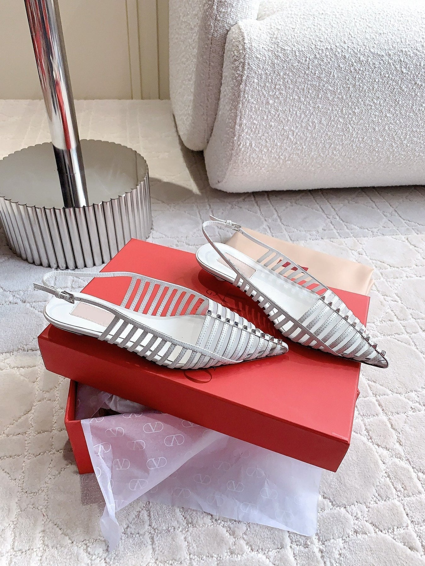 Mesh Slingback Ballerina White