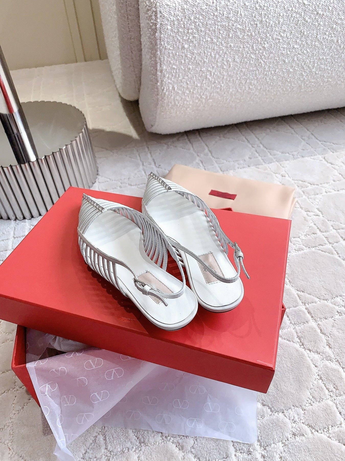 Mesh Slingback Ballerina White