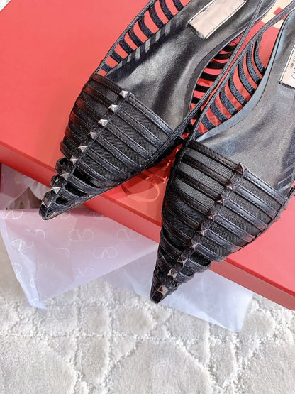 Mesh Slingback Ballerina Black