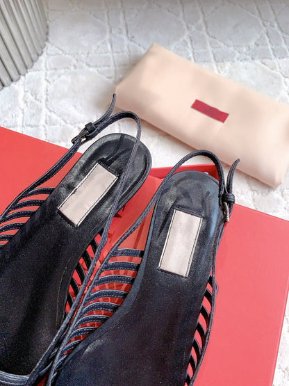 Mesh Slingback Ballerina Black