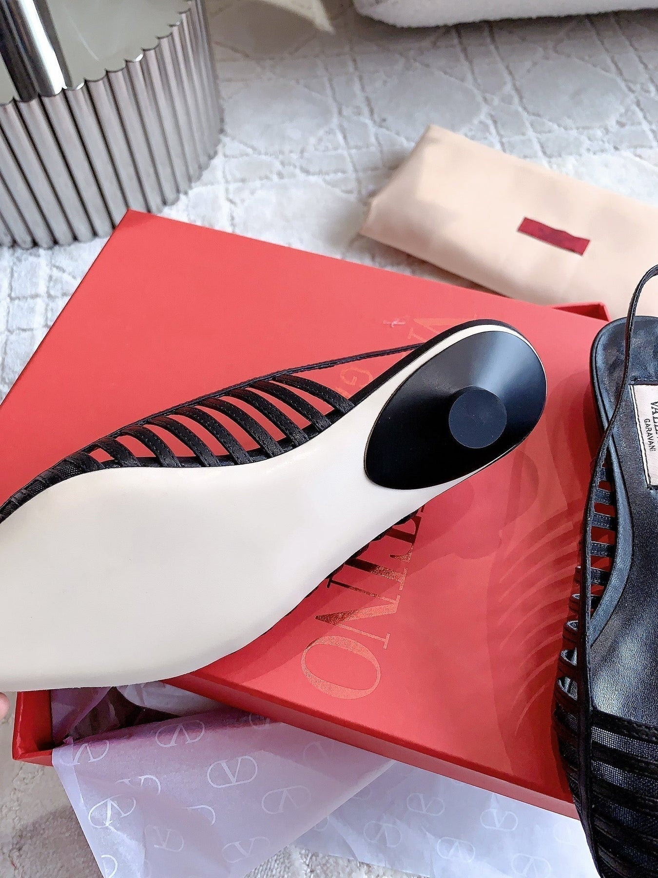 Mesh Slingback Ballerina Black